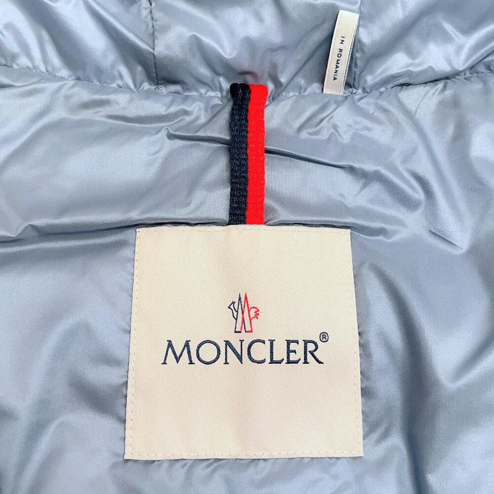 Moncler Light Blue Velour Hooded Puffer Jacket - Picture 4 of 4
